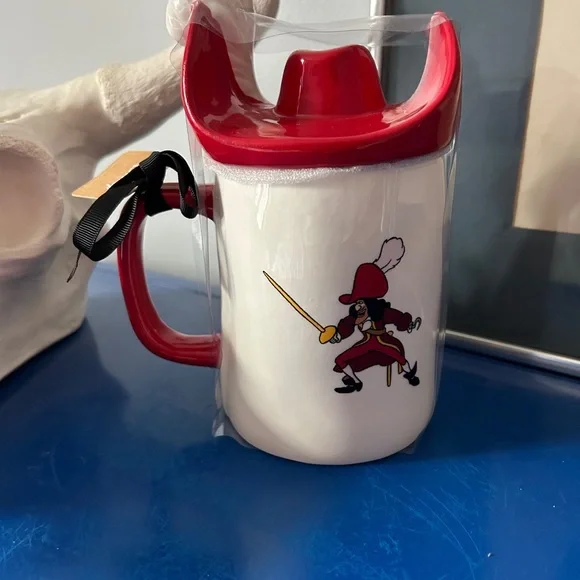 Disney Rae Dunn Peter Pan Captain Hook Double Sided Mug with Hat Topped Lid - Picture 2 of 7